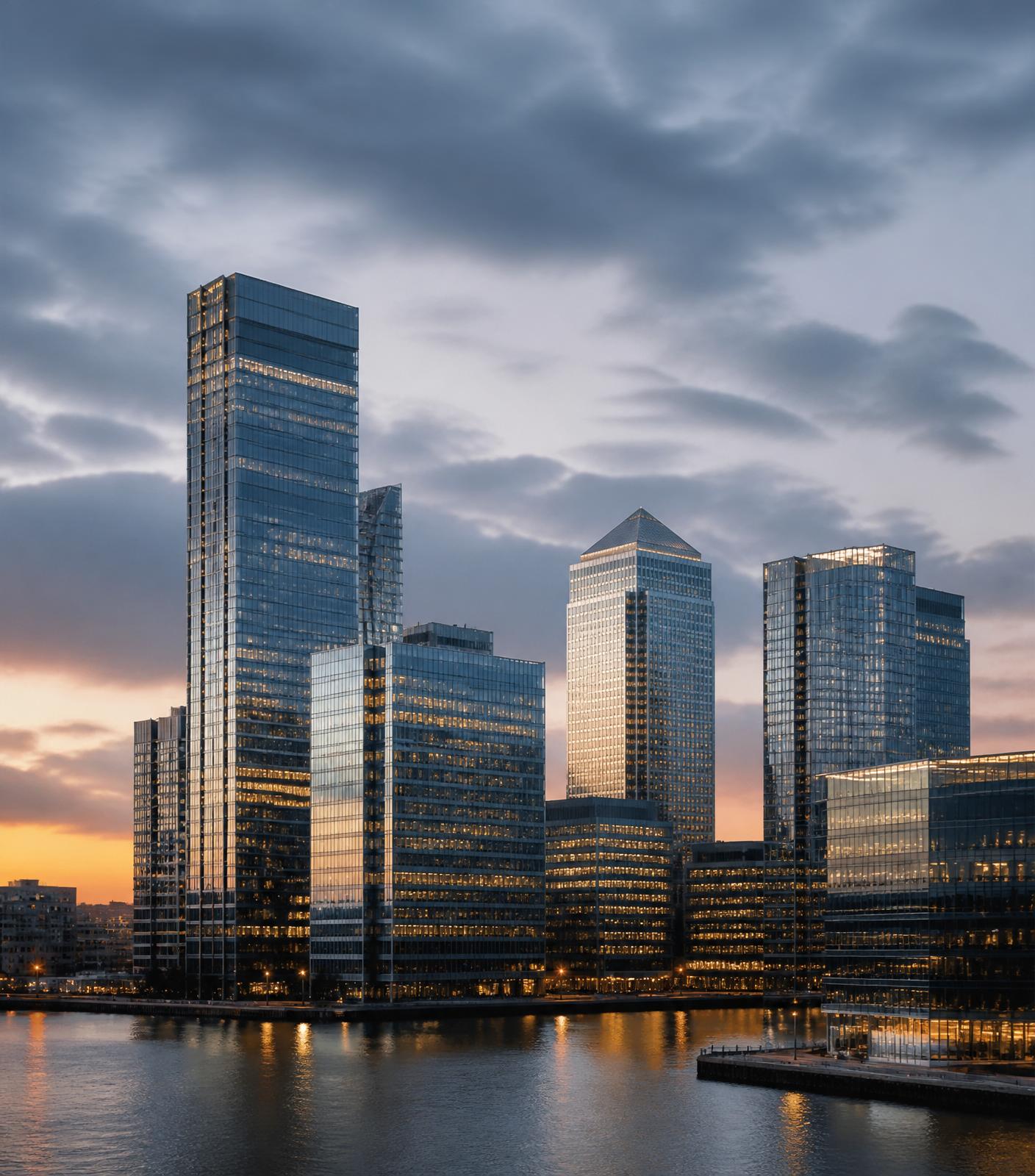 London Canary Wharf financial district skyline